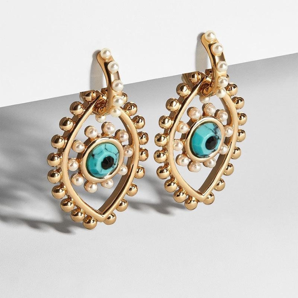 Elegant Gold and Turquoise Earrings